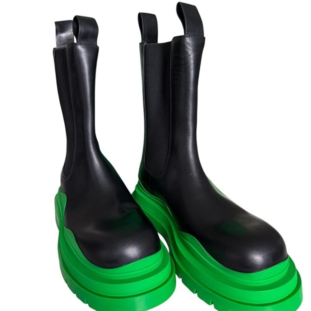 Bottega Veneta 630284 Military Calf Black Leather BV Green Black Tire Boots, 44+ - Picture 3 of 12